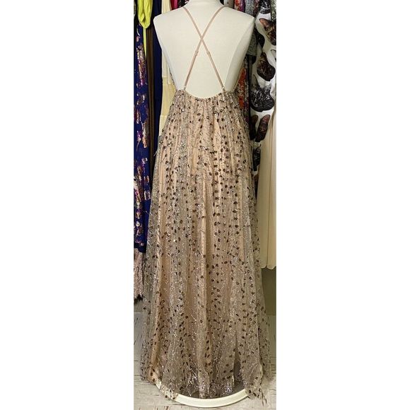 Lulu's Luminous Night Taupe Glitter Sequin Dress - Picture 4 of 4